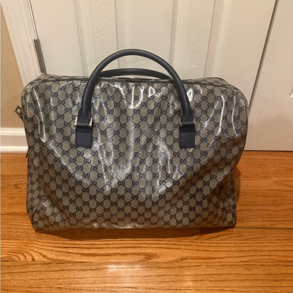 Gucci Gray Monogram unisex travel Bag authentic used
